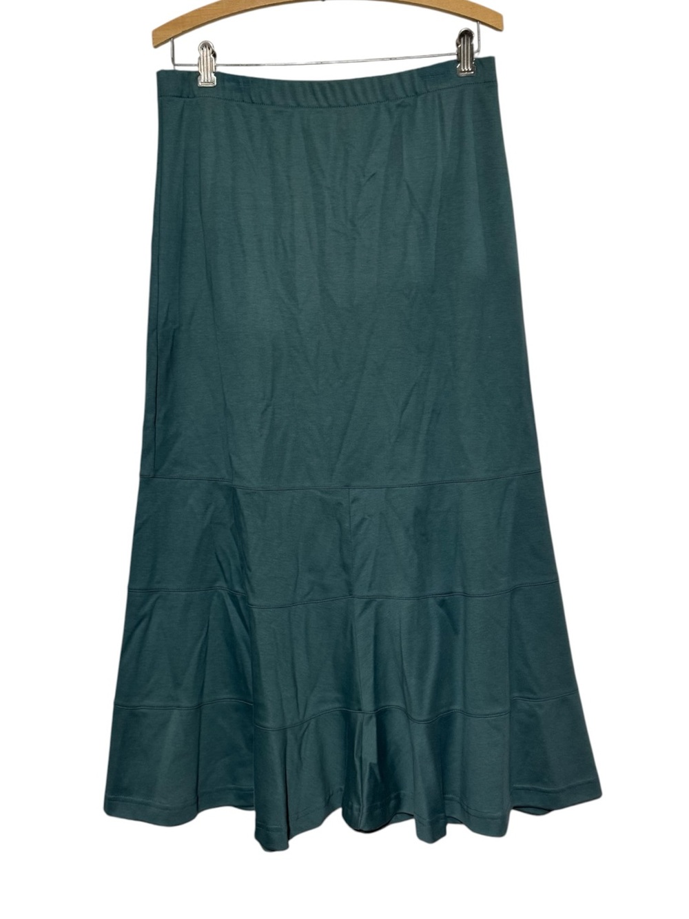 Peruvian Connection 100% Pima Cotton Skirt Size Medium Blue Green Modest Jersey